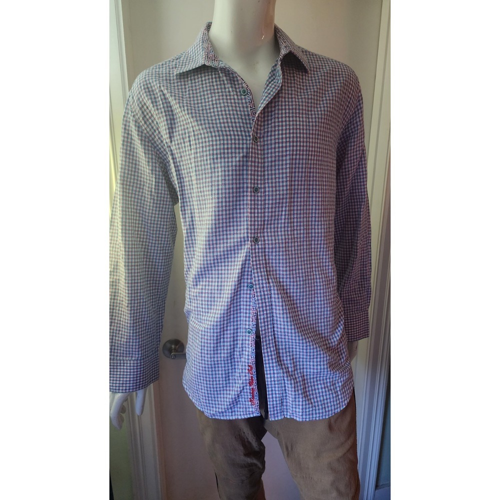 Robert Graham Mens Point Button-Up A17 Graf  Long Sleeve Cotton Size 2XL